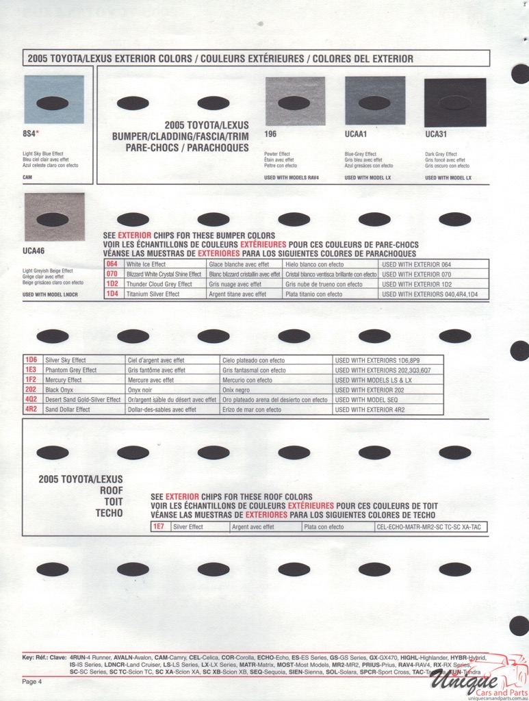 2005 Toyota Paint Charts DuPont 4